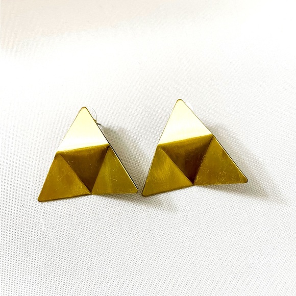 New Brass Triangle Earrings - Picture 2 of 2